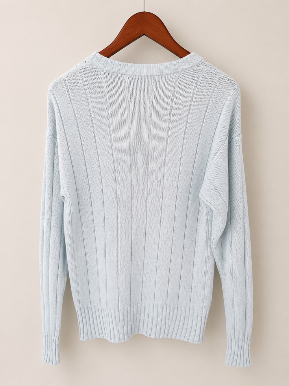 100% Cotton Ribbed Cardigan Sweater Coastal Light Blue Size Small / Medium - Picture 3 of 5